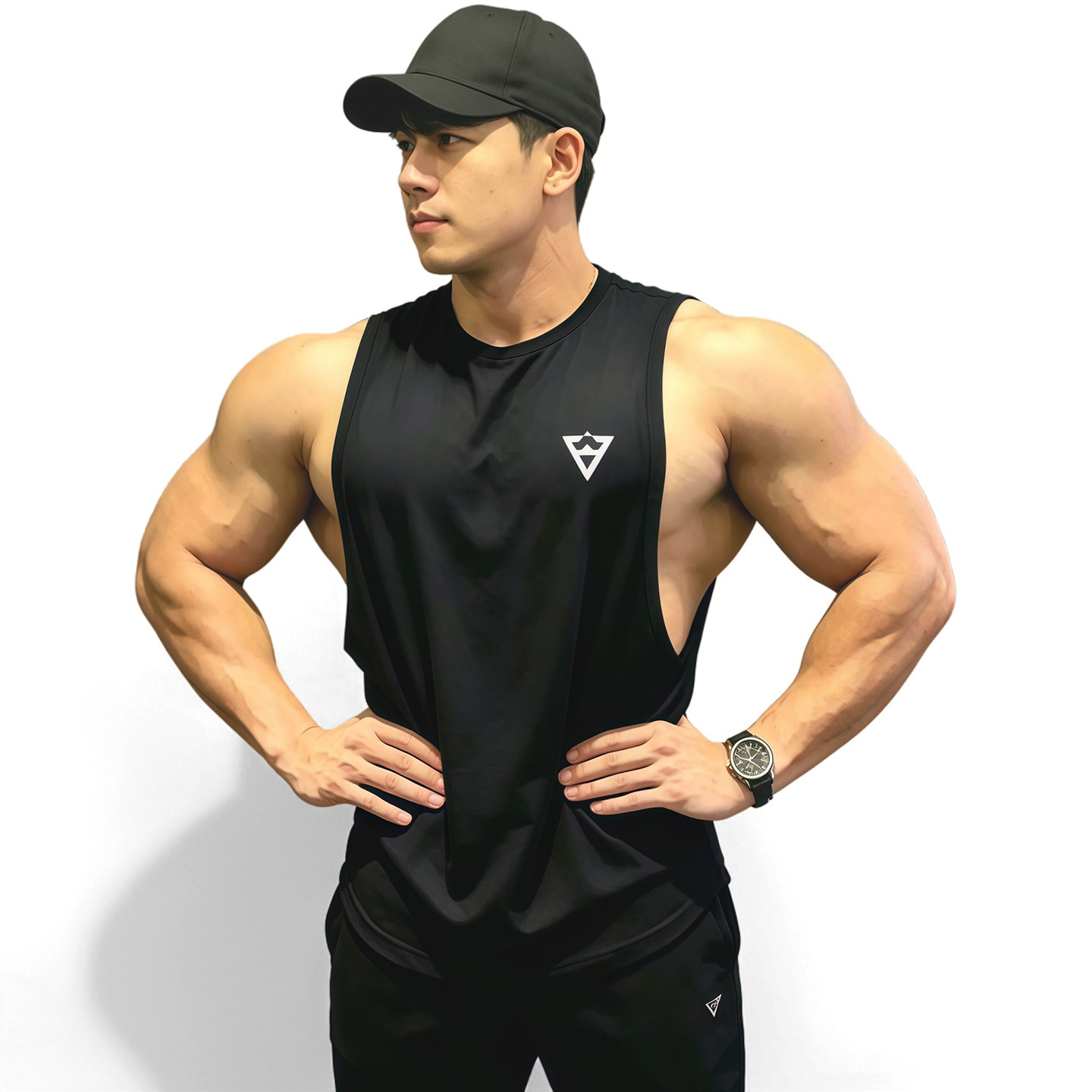无袖t恤男夏季新款冰丝显肌肉速干运动背心男士骑行凉感潮流汗衫