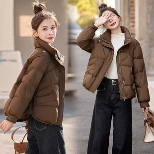 平湖九江短羽绒服女款2024款秋冬流行爆款洋气独特立领小个子外套