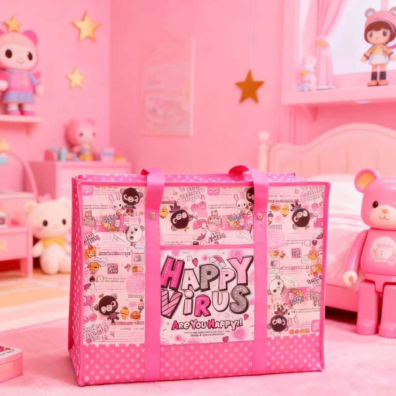 搬家袋无纺布袋加厚编织行李袋卡通防水收纳包蛇皮袋批发手提袋A