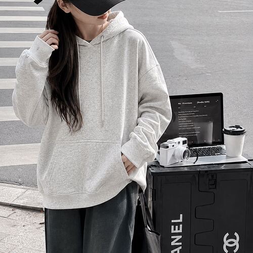 秋冬潮流男女童纯色简约连帽卫衣