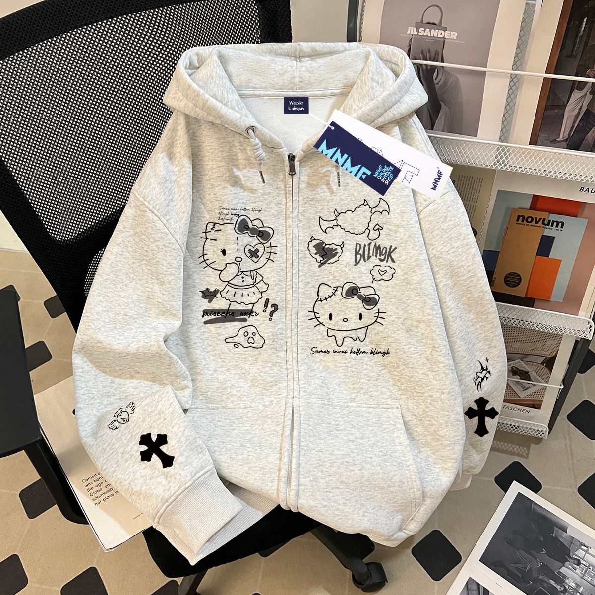 2026新款嘻哈可爱Kitty猫印花秋冬男女童拉链连帽卫衣中大童外套,童装/婴儿装/亲子装,卫衣/绒衫,淘宝优惠券,粉丝福利购,淘宝优惠卷