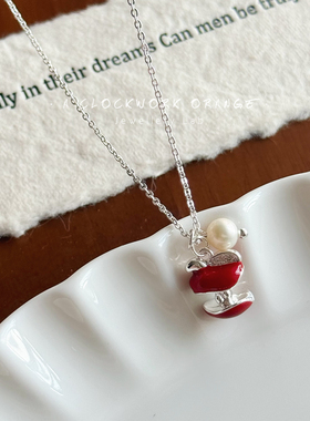 新年苹果精致小巧天然珍珠项链女