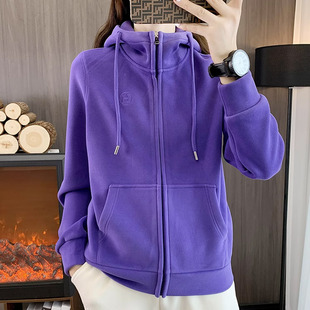 长袖 连帽休闲抓绒保暖宽松弹力户外运动开衫 外套 秋冬卫衣女式 爆款