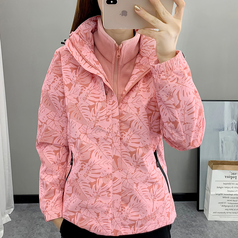 枫叶款三合一登山服女式可拆卸保暖防水透气户外徙步西藏冲锋衣男