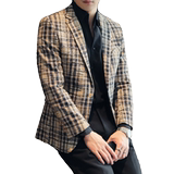 模特图2024男士休闲西装时尚修身西服单西外套DX6956P185，男装西服，电商D216-1