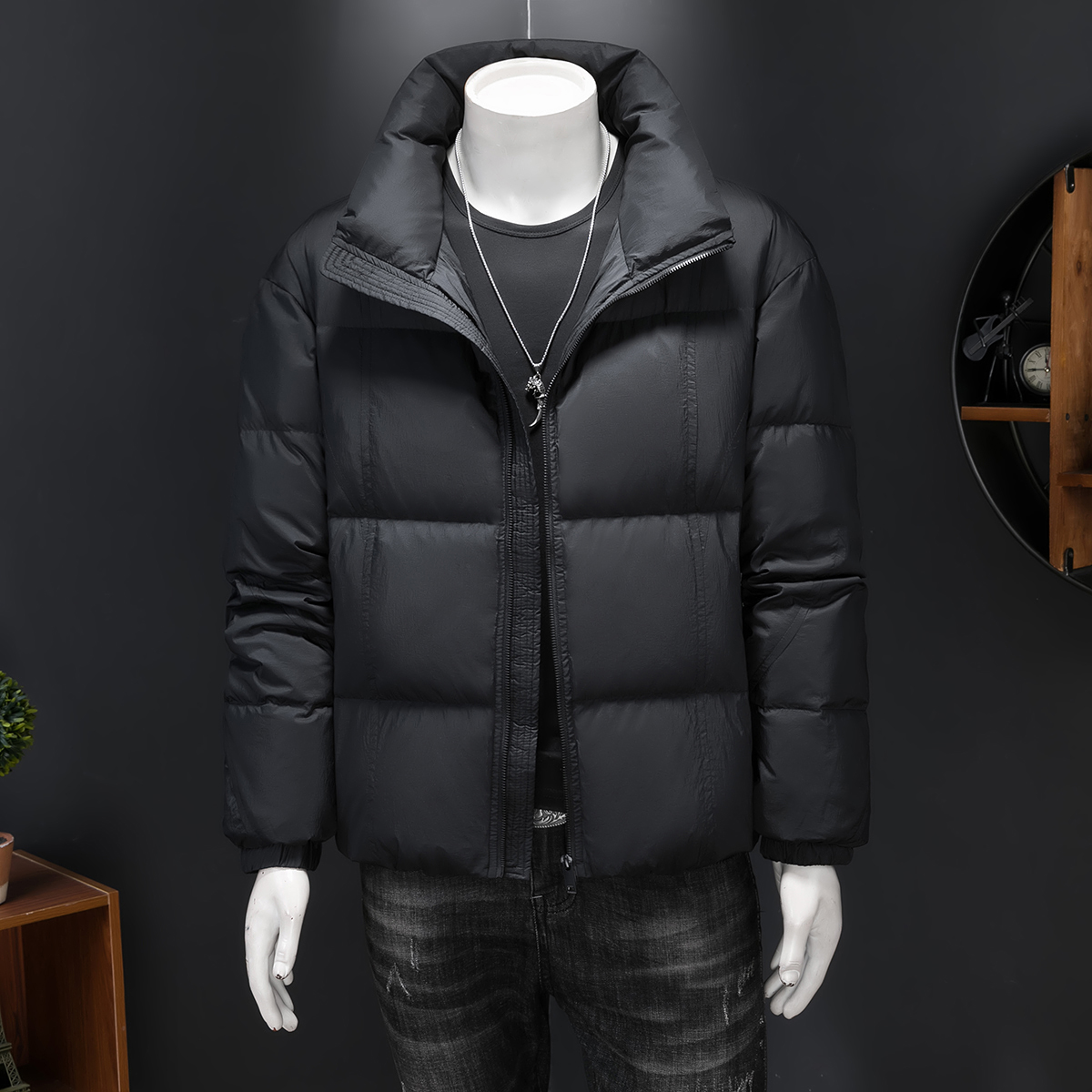 假模图新标90白鸭绒原创设计男士短款宽松羽绒服88387P370，男装羽绒服，电商D216-1