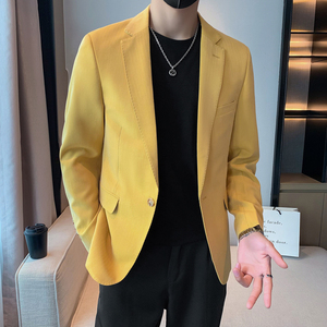 模特图男士休闲西装修身韩版西服单西外套F6808P165