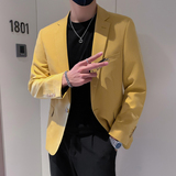 模特图男士休闲西装修身韩版西服单西外套F6808P165，男装西服，电商D216-1
