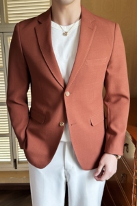 模特图2024男士休闲西装修身西服纯色单西外套DX6941P175图片