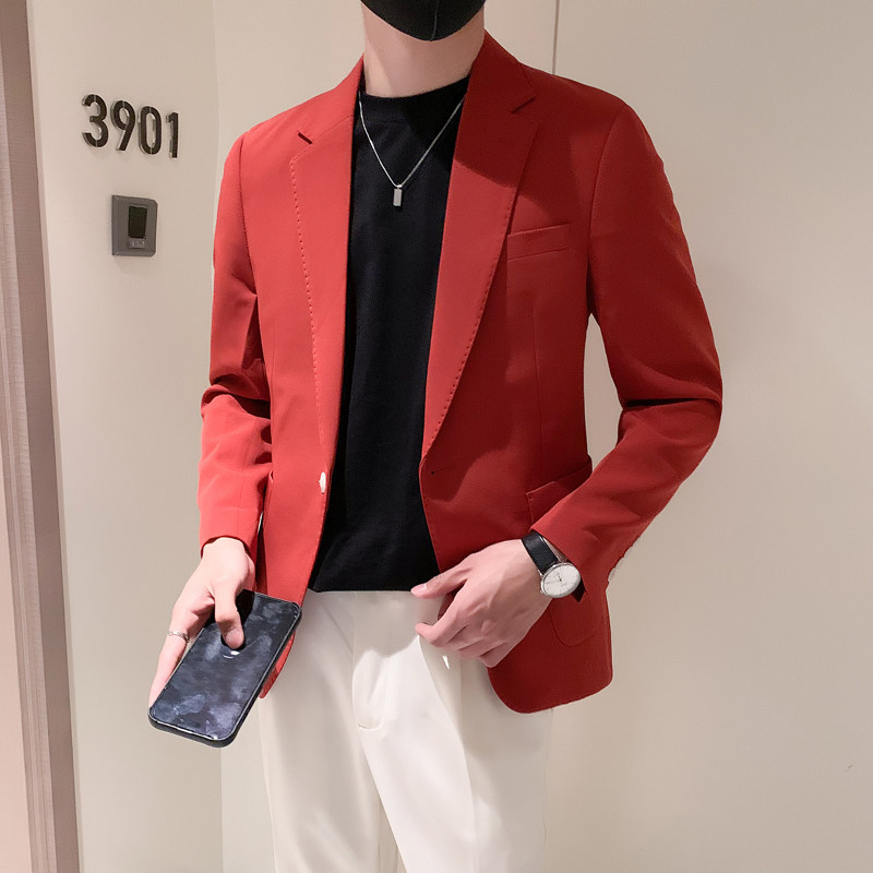 模特图男士休闲西装修身韩版西服单西外套F6816P165,男装西服,电商D216-1