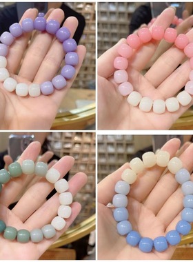 爆款仿菩提子手链发圈 渐变色盘玩情侣手串发绳两用皮筋