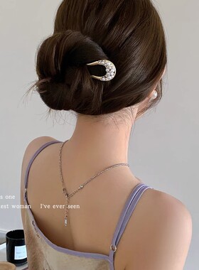 新中式金色U型珍珠发簪复古风女高级感盘发簪子2026新款高端发钗