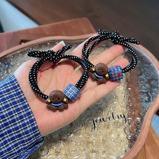 美拉德色可爱M系卡通 蝴蝶结皮筋氛围感发圈头绳绑丸子头马尾发绳