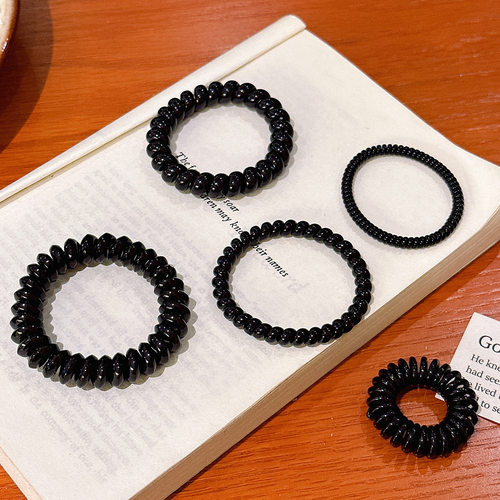 黛瑞亚耐用不伤发头绳韩国高级感皮筋扎发女士黑色简约电话线发圈