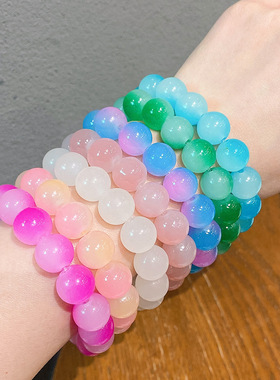 小红书同款渐变冰透手串12mm双色绕指柔盘玩手链学生闺蜜手持念珠