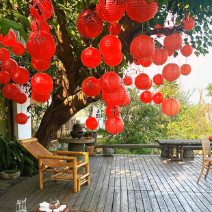 新年春节装饰国风福字纸灯笼直播间氛围布置挂饰中式古风花灯挂件