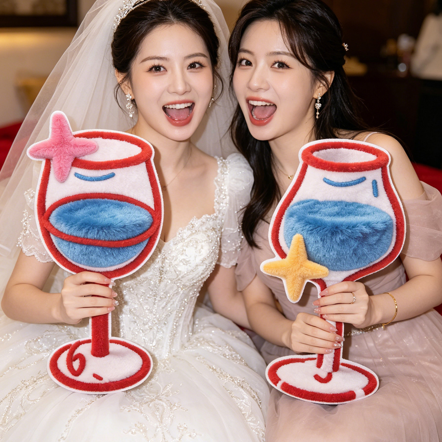 结婚拍照道具婚礼伴娘闺蜜手持杯