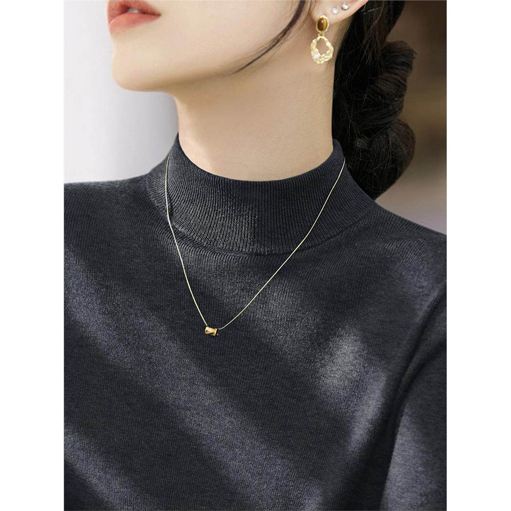 法式时尚冬季长袖韩系气质内搭女装新款套头半高领毛衣显瘦打底衫