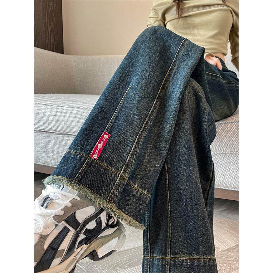 窄版阔腿牛仔裤女2025冬季加绒加厚梨型身材收胯流苏直筒拖地裤子,个性定制/设计服务/DIY,棉服工装,淘宝优惠券,粉丝福利购,淘宝优惠卷