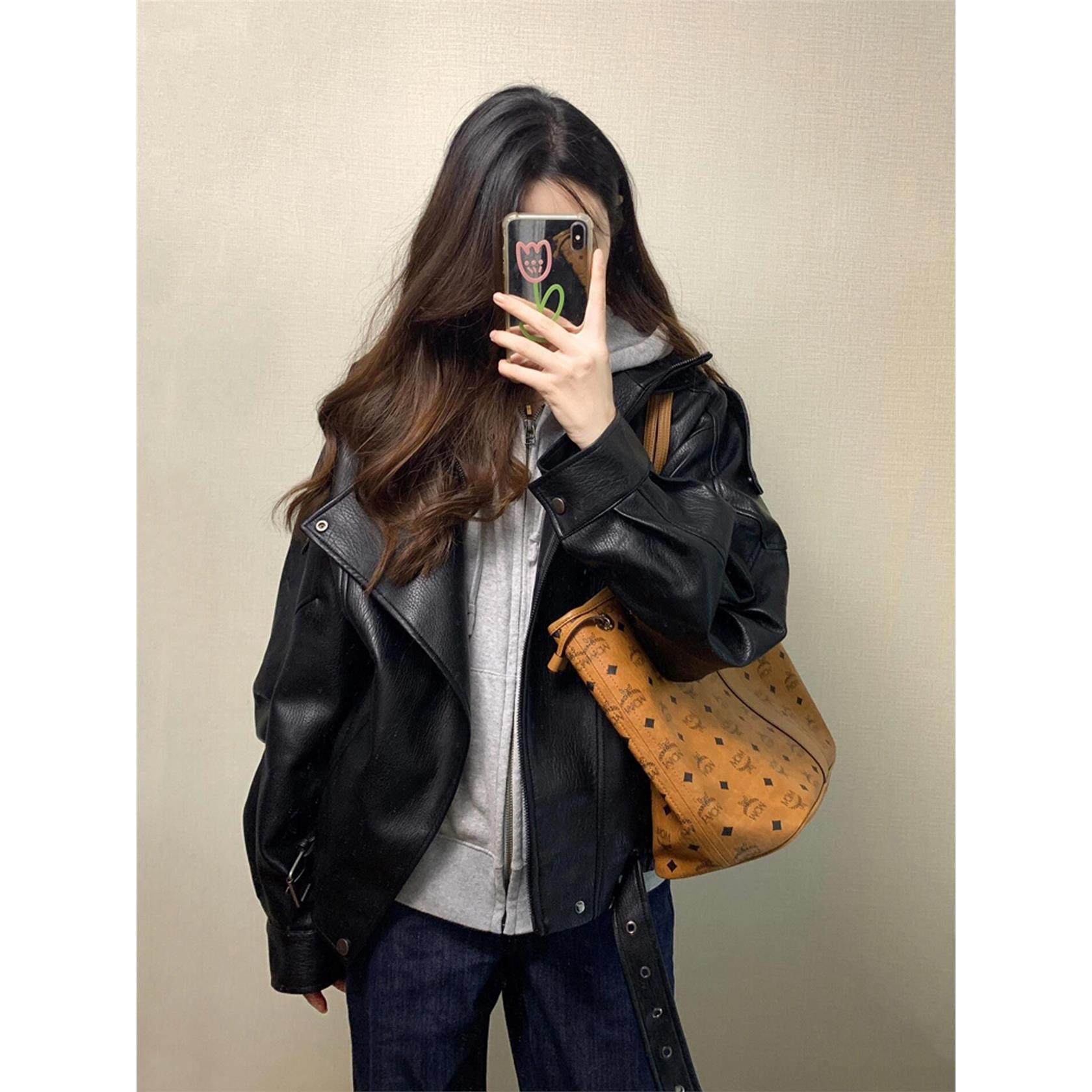 黑色皮衣内胆白鸭绒外套女2025年秋季新款超火皮夹克酷飒风小个子,个性定制/设计服务/DIY,棉服工装,淘宝优惠券,粉丝福利购,淘宝优惠卷