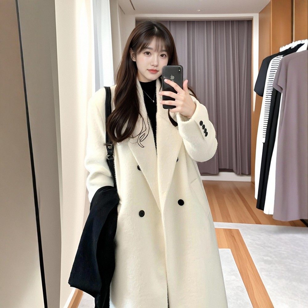 毛呢外套女小个子2025新款秋冬季高级感正肩韩系加厚韩系呢子大衣,女装/女士精品,毛呢外套,淘宝优惠券,粉丝福利购,淘宝优惠卷