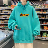21秋季新款港风DREW字母松大码OVERSIZE男女休闲连帽卫衣P35-控48，男装卫衣，星座508（原C305）
