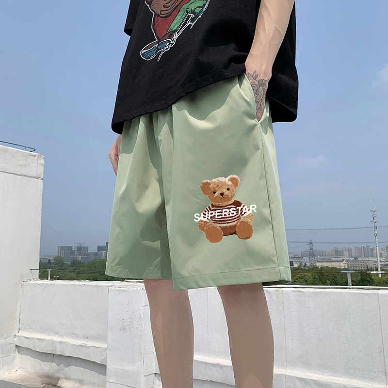 ！22夏季新款宽松大码港风小熊短裤冰丝短裤DK1605   P20图片