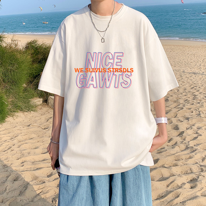 ！22夏季新款宽松大码港风霓虹字短袖纯棉T恤T1931-P22，男装T恤，星座508（原C305）