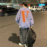 2024秋季新款港风外景橙色V宽松大码oversize加绒男女圆领卫衣P35，男装卫衣，星座508（原C305）