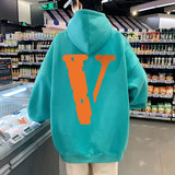 21秋季新款港风橙色V宽松大码OVERSIZE高街休闲连帽卫衣P40-控58，男装卫衣，星座508（原C305）