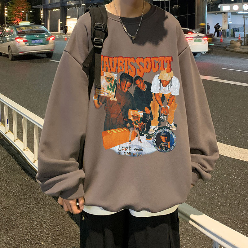 2024秋季新款港风外景怀旧嘻哈Hiphop风宽松大码加绒圆领卫衣P30,男装卫衣,星座508（原C305）