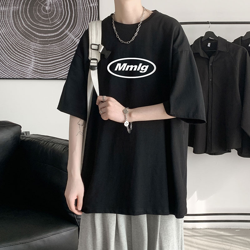 21新款宽松大码港风大皂风MG字母印花冰丝运动短袖T恤BT1604-P15图片
