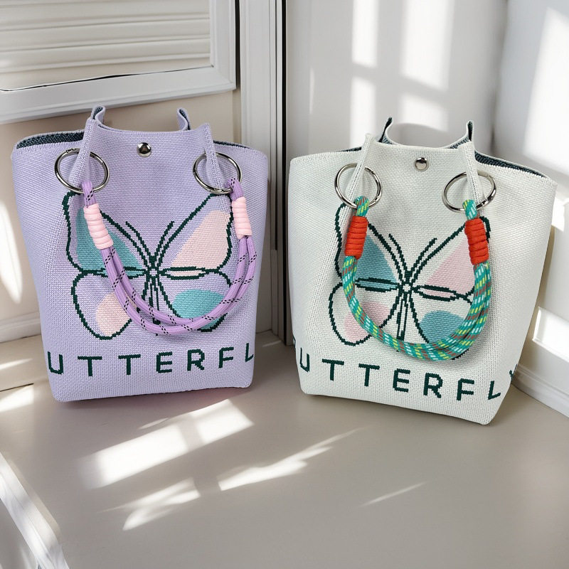 日韩版新款时尚手提包针织包外出逛街杂物手拎包百搭托特包编织包