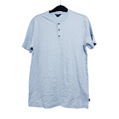 纽扣休闲上衣气流纺t恤 外贸宽松版 100%纯棉美式 风亨利领纯色短袖