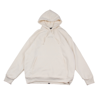 刺绣标米黄色oversize加绒连帽卫衣 外贸男女情侣宽松特宽外套