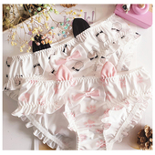 2023新日系可爱少女风猫耳朵猫掌蝴蝶结学生短裤 牛奶丝卡通女内裤