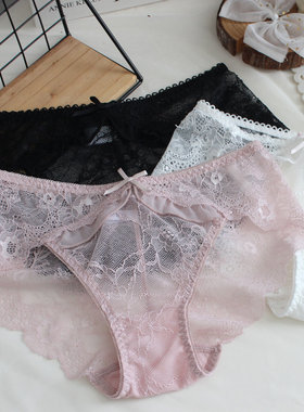 6.18蕾丝边新简欧蕾丝网纱性感女士内裤性感熟女风三角透肉内裤