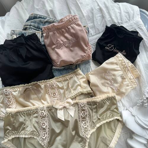 刺绣油光布内裤轻熟少女三角裤