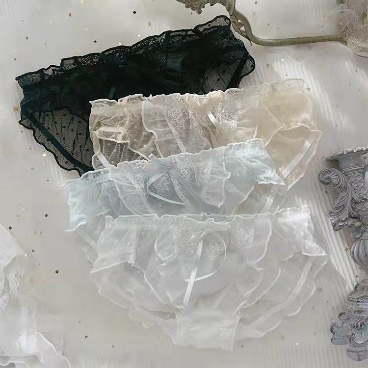 2023新款日系纯色波点轻薄透气刺绣网纱飞边奢华甜美性感女裤女士,女士内衣/男士内衣/家居服,女三角裤,淘宝优惠券,粉丝福利购,淘宝优惠卷