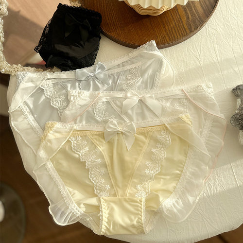 帐中鹅梨香~甜美法式牛奶丝刺绣性感镂空女士内裤纯欲风棉裆大码