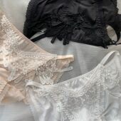 轻灵舞娘`新款 日系透气牛奶丝灵动蕾丝提溜高开衩性感纯欲内裤 女