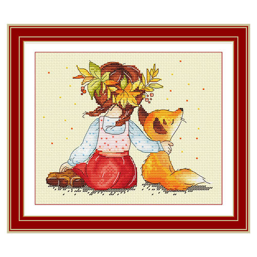 小小鱼DMC绣线十字绣套件 E1136好朋友 手工刺绣乳白绣布卧室装饰