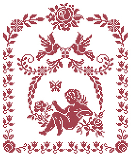 DMC绣线小小鱼十字绣 A860素色天使精准印花简约单色DIY套件