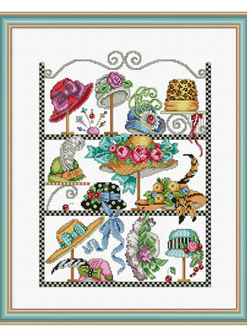 小小鱼DMC绣线十字绣套件 C1580优雅的帽子 精准印花手工刺绣挂画