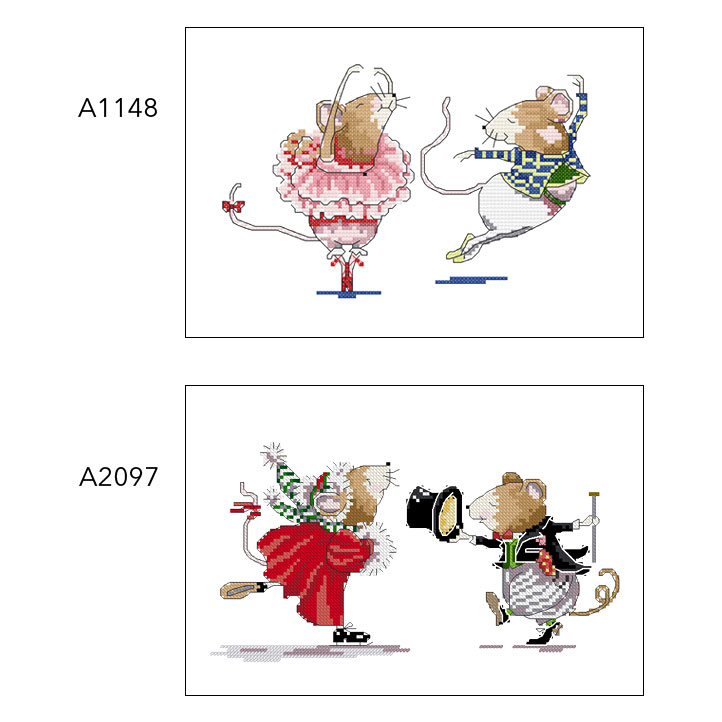 DMC绣线小小鱼十字绣 A1148-2097老鼠跳舞精准印花套件可爱卡通