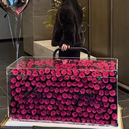 情人节告白礼物超大网红款行李箱花盒永生玫瑰花送女友闺蜜生日花
