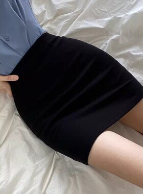 黑色包臀半身裙短款女夏2025年韩版高腰弹力紧身性感显瘦一步短裙