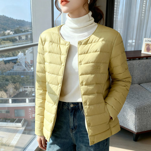 新款冬季轻薄无领羽绒服
