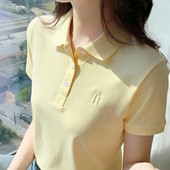 夏季 刺绣有领定制印LOGO工作服上衣 t恤 纯棉翻领polo衫 女订做短袖