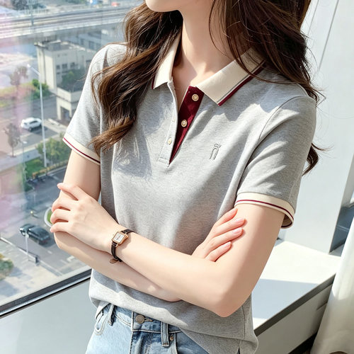 夏季学院风女短袖纯棉POLO衫